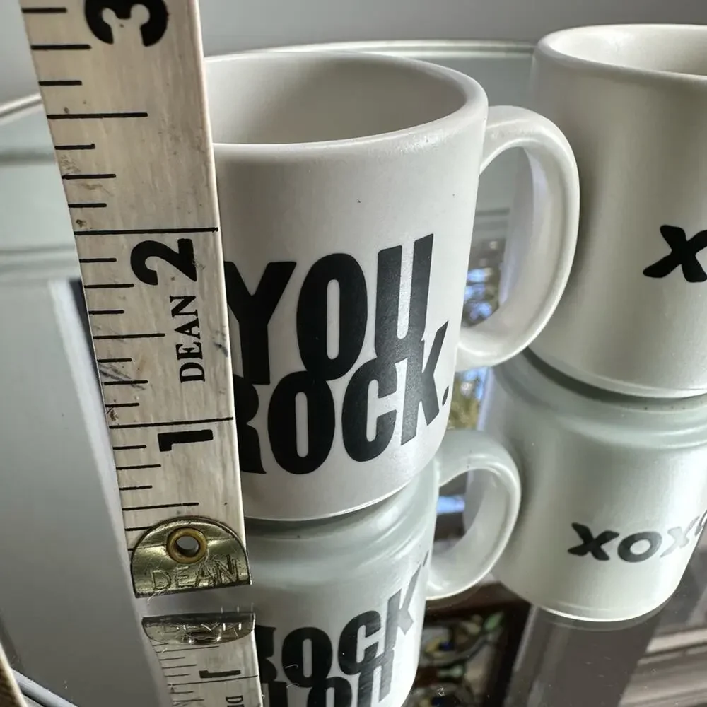 Set of 2 quotable, quotes, espresso mugs, you rock and hugs and kisses